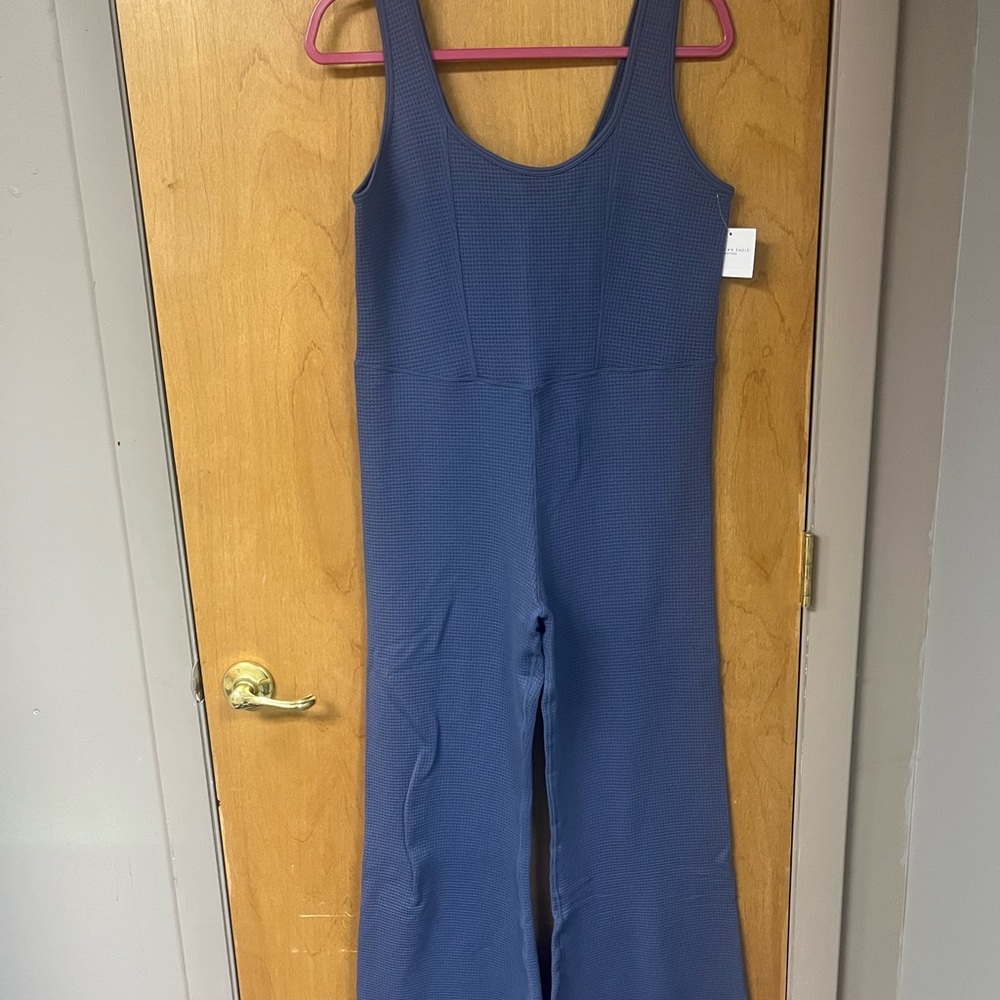 American Eagle Outfitters Textured Blue jumpsuit